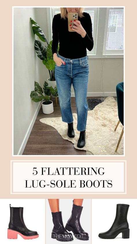 High Shaft Lug Sole Boots, Marc Fisher Chelsea Boots Outfit, Outfits With Lug Sole Boots, Chunky Sole Boots Outfit, Vagabond Boots Outfit, Lug Sole Chelsea Boots Outfit, Chelsea Boots Skirt, Black Chelsea Boots Outfit Women, Lug Sole Boots Outfit