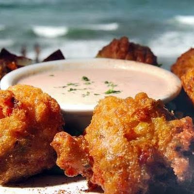 Conch Fritters with Caribbean Dipping Sauce Recipe - Key Ingredient Conch Recipes, Bahamian Food, Conch Fritters, Dipping Sauces Recipes, Caribbean Cuisine, Fritter Recipes, Island Food, Jamaican Recipes, Caribbean Recipes