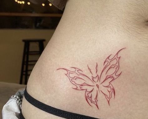 Red Butterfly Tattoo, Butterfly Tattoo On Shoulder, Butterfly Back Tattoo, Magic Runes, Devil Tattoo, Flame Tattoos, Fire Tattoo, Red Ink Tattoos, Red Tattoos