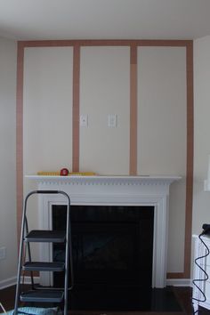 A simple step by step tutorial that shows you how to create a board and batten accent wall in your home. Living Room Feature Wall Fireplace, Diy Board And Batten Fireplace Wall, White Board And Batten Fireplace, Board And Batten Mantle, Painted Fireplace Accent Wall, Corner Fireplace Accent Wall, Board And Batten Around Fireplace, Corner Fireplace Wall Ideas, Panelled Fireplace Wall