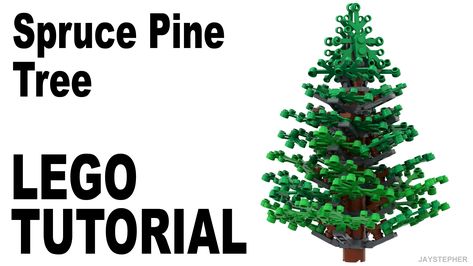 Tutorial on a realistic pine spruce tree constructed out of LEGO. The construction of this tree is intended for intermediate to advance builders. It may look great in a LEGO forest theme or a LEGO city. Lego Trees Instructions, Lego Pine Tree, Lego Forest, Lego Park, Lego Garden, Lego Trees, Lego Plants, Lego Hacks, Lego Tutorials