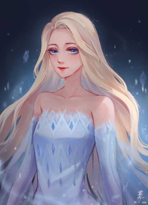 Elsa Anime, Freezing Anime, Jack Frost And Elsa, Ice King, Queen Elsa, Frozen Disney, Disney Frozen Elsa, Disney Princess Art, Princess Art