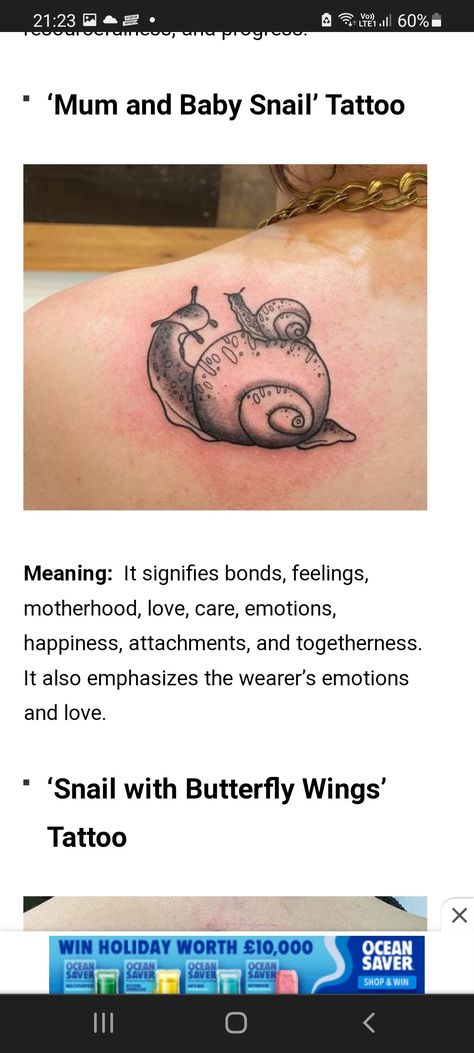 Snail Tattoo, Baby Snail, Wings Tattoo, Tattoo Inspo, Tattoos With Meaning, Butterfly Wings, I Tattoo, Jesus Fish Tattoo, Tatting