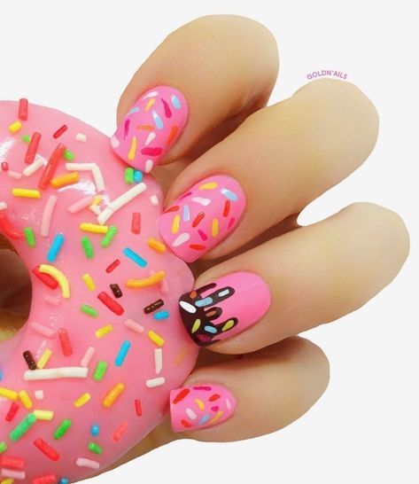 Kids Nail Designs, Girls Nail Designs, Nail Art For Kids, Pink Donut, Short Gel Nails, Unicorn Nails, Gel Nail Colors, Cute Gel Nails, Latest Nail Art