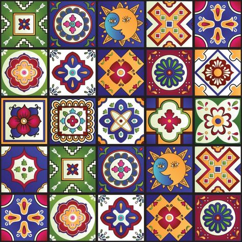 Tile Artwork, Mexican Colors, Wall Murals Diy, Kitchen Wall Decals, Diy Wall Stickers, Tile Crafts, Diy Tile, Mexican Tile, Tile Stickers