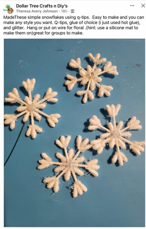 Q Tip Snowflakes, Make A Snowflake, Snowflake Diy, How To Make Snowflakes, Diy Crafts Love, Simple Snowflake, Snow Flakes Diy, Silicone Mat, Q Tip