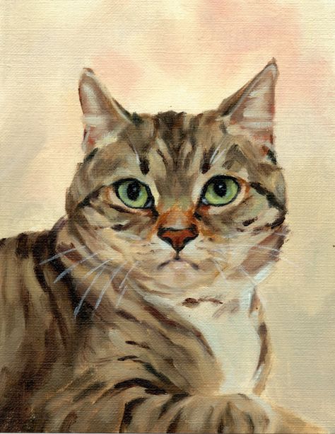 Brown Cat Painting, Gray Cat Painting, Tabby Cat Acrylic Painting, Cat Oil Pastel, Tabby Cat Painting, Cat Oil Painting, Cats Painting, Cat Portrait Painting, Back Painting