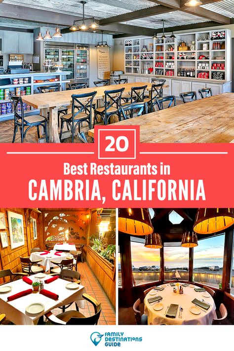 40th Birthday Trip Ideas, California Places To Visit, Cambria California, Moonstone Beach, California Restaurants, Filled Pasta, Hearst Castle, Dinner Restaurants, Classic Italian Dishes