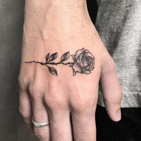 Finger Rose Tattoo, Single Rose Tattoos, All Seeing Eye Tattoo, Rose Hand Tattoo, Tattoo Spots, Forearm Band Tattoos, Small Rose Tattoo, Cute Tattoo, Pretty Hand Tattoos