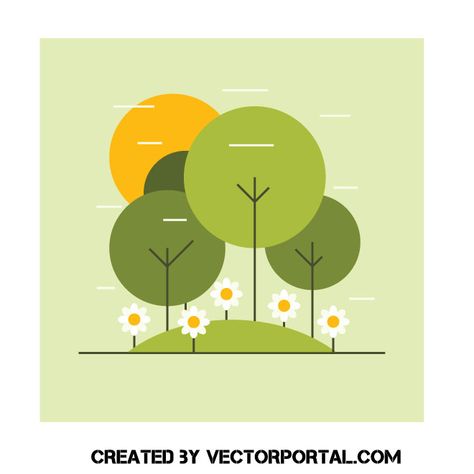 Park with trees and flowers Book Illustration Design, Geometric Trees, Felt Doll Patterns, Trees And Flowers, Tree Illustration, Cupboard Doors, Art Books, Basic Shapes, Free Vectors