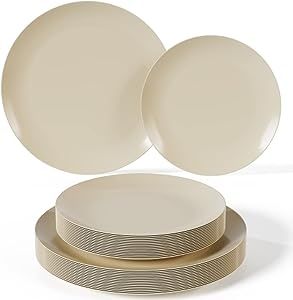 Includes: 20 pcs of 7 inch dessert plates and 20 pcs of 10 inch plastic dinner plates that will impress your guests. Our beautiful plastic dinnerware set will add luxury to your next event. Great choice for picnic supplies. Made from durable plastic, making them perfect for outdoor events, picnics, and parties. They are also great for families with young children, as they are less likely to break compared to traditional ceramic or glass plates. Neutral Plates, Wedding Plate Setting, Disposable Wedding Plates, Crown Display, Plastic Plates Wedding, Wedding Dinner Plates, Plates Design, Plates Wedding, Wedding Plate