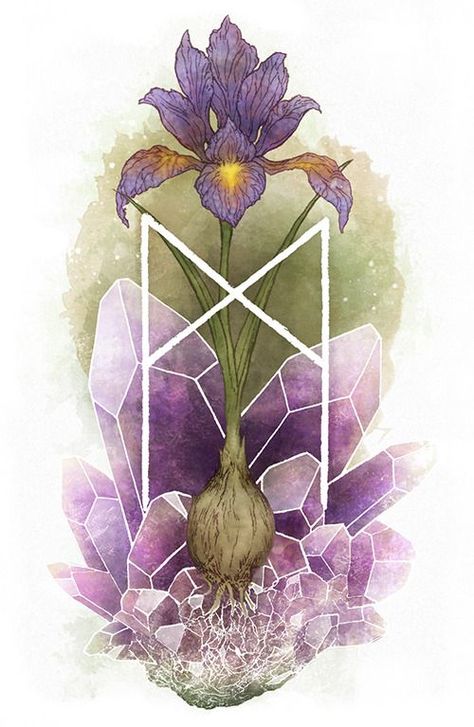 Rune Art, Watercolor Iris, Crystal Illustration, Crystal Drawing, Magic Stones, Magick Spells, Celtic Art, Crystal Magic, Spells Witchcraft