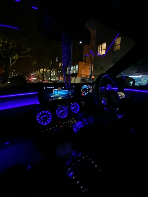 Dark Night Aesthetic, Aesthetic Mercedes, Car Mercedes Benz, Purple Cars, Led Car Lights, Car Mercedes, Dark Vibes, Night Aesthetic, Dark Night