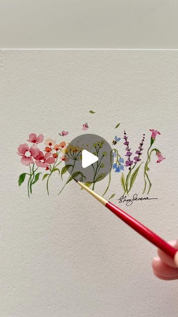 Shaz Serene | : Painting simple flowers using simple formulae;)🫶🏻
 
Paint : @nevskayapalitra_world 
Brush : @princetonbrush round size 0 

For those who... | Instagram Shaz Serene, Dotted Circle, Watercolor Videos, Painting Simple, Water Coloring, Watercolour Ideas, Instagram Painting, Coloring Techniques, Watercolor Christmas Cards