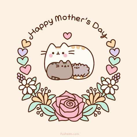 Photo Pusheen Birthday, Mothers Day Cartoon, Mothers Day Drawings, Happy Mom Day, Mothers Day Gif, Pusheen The Cat, Cute Marshmallows, Pusheen Cute, Pusheen Cat