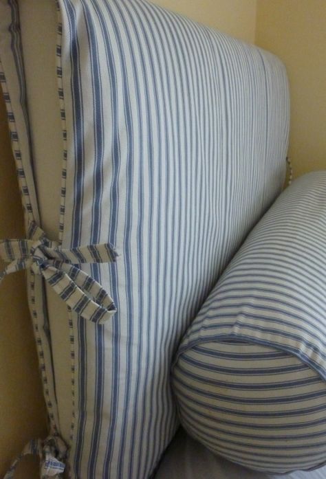 slipcovers-ideas-- great way to change a headboard with little money! Slipcovered Headboard, Headboard Cover, Diy Headboards, Diy Headboard, Reupholster, Wall Color, 인테리어 디자인, Bedroom Makeover, Headboards For Beds