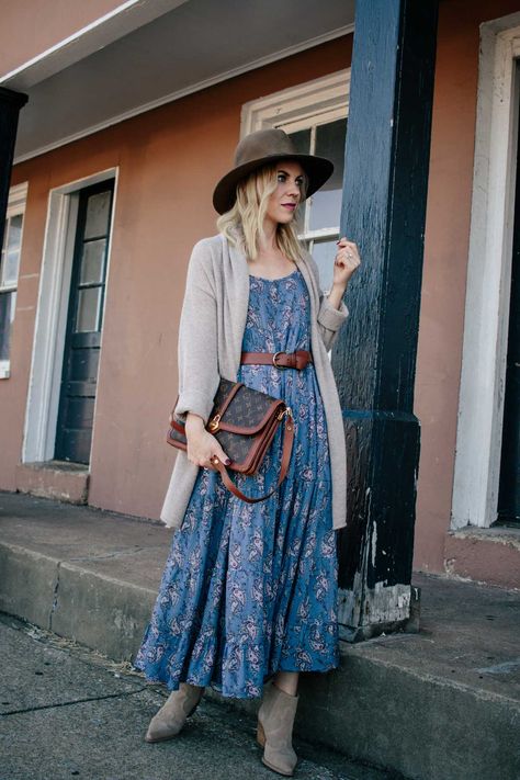 https://meagansmoda.com/2019/08/26/cozy-meets-romantic-long-cardigan-over-floral-maxi-dress/ Dress With Cardigan Outfit, Cardigan Over Dress, Flower Dresses Outfit, Neon Prom Dress, Neon Prom Dresses, Below The Knee Dress, Dresses By Style, Below The Knee Dresses, Dresses By Color