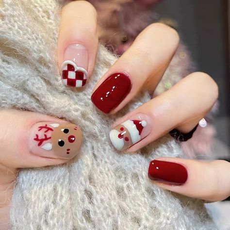 Acrylic Nail Supplies, Cute Christmas Nails, Nails Tips, Nail Art Set, Holiday Nail Art, Christmas Nails Acrylic, Kawaii Nails, Stick On Nails, Xmas Nails