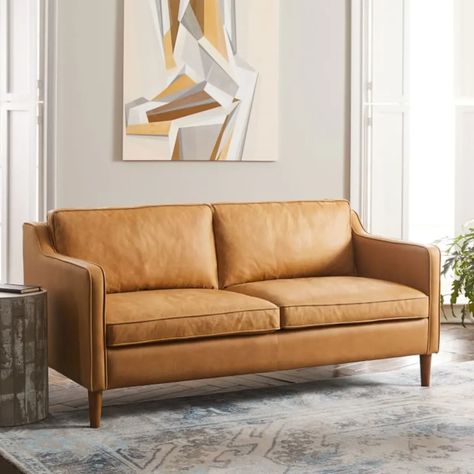 Shopping Guide to the Best Modern Leather Sofas | Apartment Therapy Hamilton Sofa, 1950s Furniture, Best Leather Sofa, Oversized Furniture, Modern Leather Sofa, Farmhouse Front, Mid Century Sofa, Leather Couch, Leather Loveseat