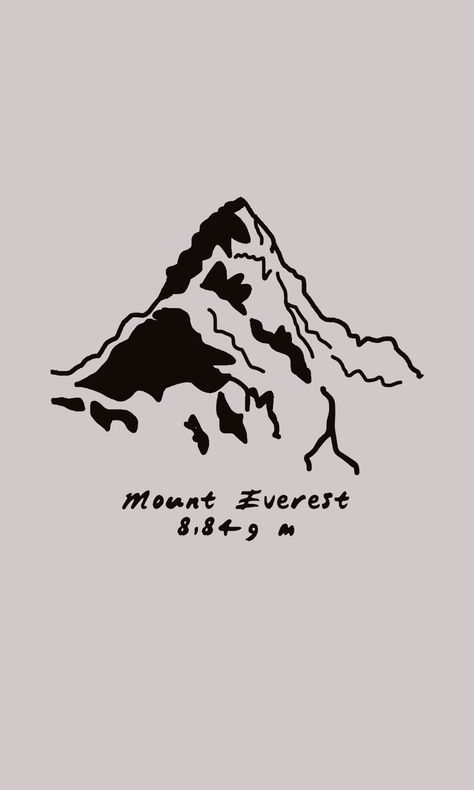 Line drawing of Mount Everest Mountain Everest Drawing, Mt Everest Tattoo, Mount Everest Drawing, Mount Everest Aesthetic, Mount Everest Tattoo, Everest Aesthetic, Everest Tattoo, Matterhorn Painting, Nepali Tattoo