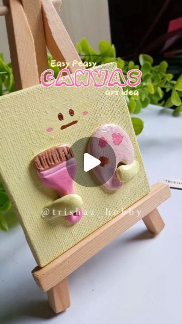 Mould It Clay Art, Easy Canvas Art Ideas, Mouldit Art Ideas, Clay Craft Ideas, Canvas Art Easy, Cute Canvas Art, Clay On Canvas, Box Cards Tutorial, Cards Tutorial