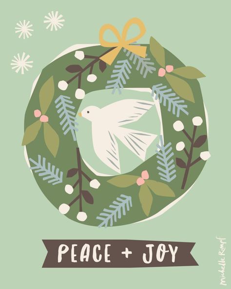 Michelle Rimpf on Instagram: “Wishing PEACE and JOY for 2021. Enough said! #peaceandjoy #happynewyear #happy2021 #michellerimpf #christmasart #dove…” Dove Artwork, Dove Christmas Card, Punch Christmas, Peace Christmas, Peace Design, Graphic Christmas, Wreath Illustration, Enough Said, Joy Christmas