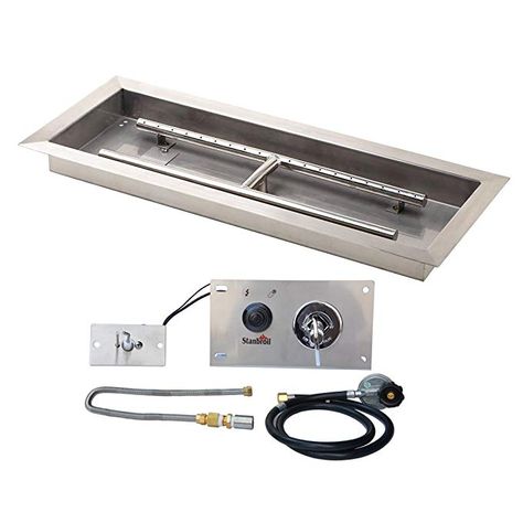 Amazon.com : Stanbroil 36x12 inch Rectangular Drop-in Fire Pit Pan with Spark Ignition Kit Propane Gas Version : Garden & Outdoor $350 Propane Fire Pits, Storage Sheds For Sale, Outdoor Propane Fire Pit, Bistro Patio, Stainless Steel Fire Pit, Garage Wall Storage, Decorative Fireplace, Overhead Garage Storage, Fire Pit Kit