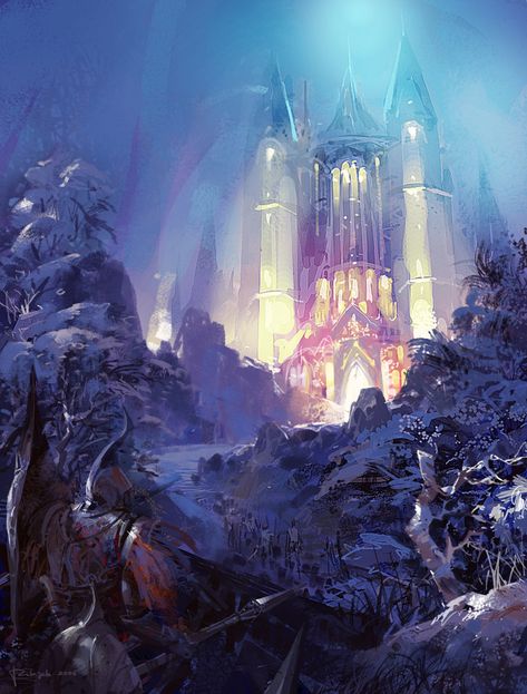 ArtStation - castle_night_light, Paperblue .net Beaux Arts Architecture, Castle Night, Illustration Fantasy, Art Of Animation, Heroic Fantasy, Fantasy City, Fantasy Castle, Fantasy Setting, Fantasy Places