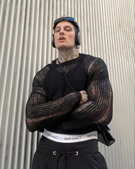 Rave Outfits, Round Neck, Collar, Tattoos, Long Sleeve, Wall, Pants, Black, Trousers