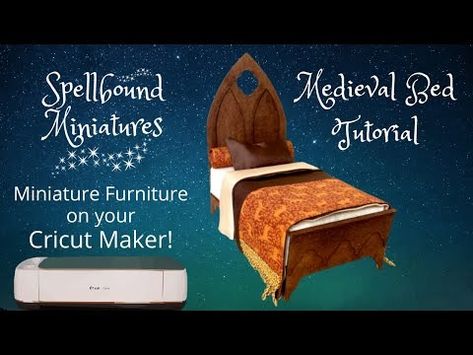 (3) Cricut Maker Dollhouse Miniature Medieval Bed Tutorial DIY Project! - YouTube Witches Dollhouse, Cricut Dollhouse, Westville Dollhouse, Witchy Dollhouse, Medieval Bed, Tudor Dollhouse, Bed Tutorial, Fairies Garden, Haunted Doll