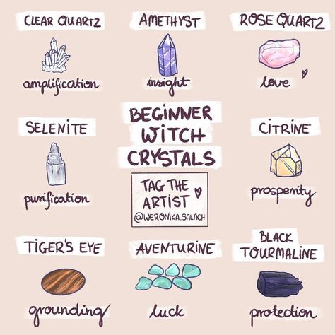 The Mindful Yoga Witch 🌑🌒🌕🌘 on Instagram: “Please read my REPOST rules in my bio 🙏💜 . What's up Witches? Today I upload the latest version of Beginner Witch Crystals! Those are the…” Witch Crystals, Beginner Witch, Magia Das Ervas, Wiccan Witch, Magick Spells, Eclectic Witch, Wiccan Spell Book, Witchcraft Spell Books, Witch Spell Book