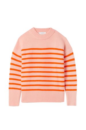 Marin Sweater, Breton Stripes, Peach Background, Stylish Summer Outfits, Rainbow Sweater, Cashmere Blend Sweater, Stylish Sweaters, Trendy Chic, Classic Style Women