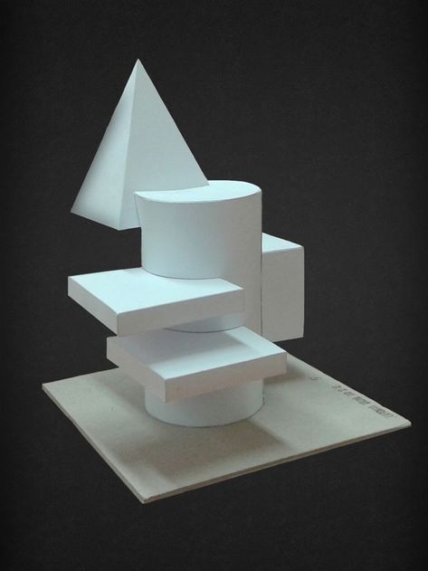 Paper Model Architecture, Geometric Shapes Drawing, 3d Geometric Shapes, Academic Drawing, Architecture Drawing Sketchbooks, Paper Architecture, Concept Models Architecture, Isometric Drawing, Shapes Art