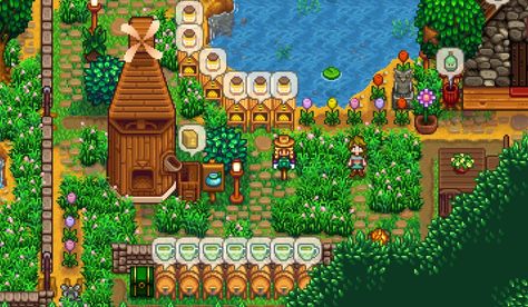 Stardew Valley Vanilla, Stardew Valley Aesthetic Farm, Stardew Layout, Stardew Farm, Stardew Valley Farm, Stardew Farms, Stardew Valley Layout, Stardew Valley Tips, Stardew Valley Farms