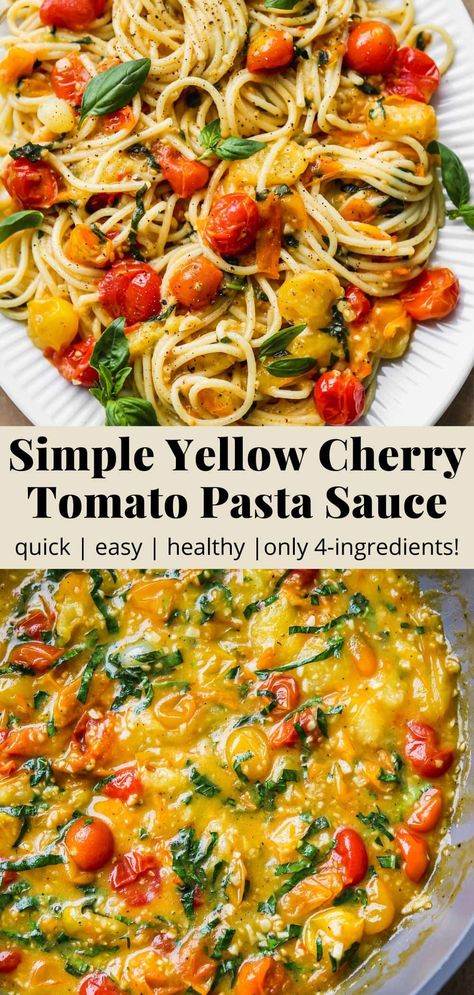 Cherry Tomato Pasta Sauce, Walder Wellness, Quick Pasta Sauce, Pasta Sauce Recipes Tomato, Tomato Pasta Recipe, Cherry Tomato Recipes, Caprese Salad Recipe, Halibut Recipes, Pasta Varieties