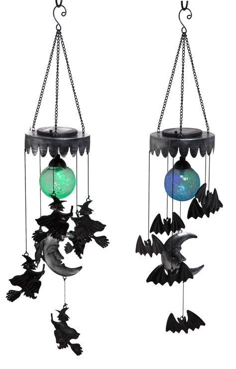 Haunted Halloween Hanging Solar Mobile Wind Chime | Wayfair Scary Owl, Outdoor Holiday Decorations, Wind Chimes Homemade, Love Bells, Witch Cottage, Haunted Halloween, Lawn Ornaments, Homemade Decor, Garden Accents