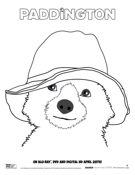 Paddington Coloring Page Paddington Bear Coloring Pages Free Printable, Paddington Coloring Pages, Animals Craft, Bear Coloring Pages, Read Alouds, Paddington Bear, Bear Hat, Little Bear, Fine Line Tattoos