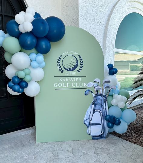 Golf themed party for a father-son duo! We loved this color palette and the custom Golf Club logo we created! 🏌️ Golf Club Decorating Ideas, Golf Birthday Theme, Golf Party Decor, Country Club Party Theme, Country Club Theme Party, Golf Event Decor, Golf Themed Party, Golf Club Logo, Golf Theme Party