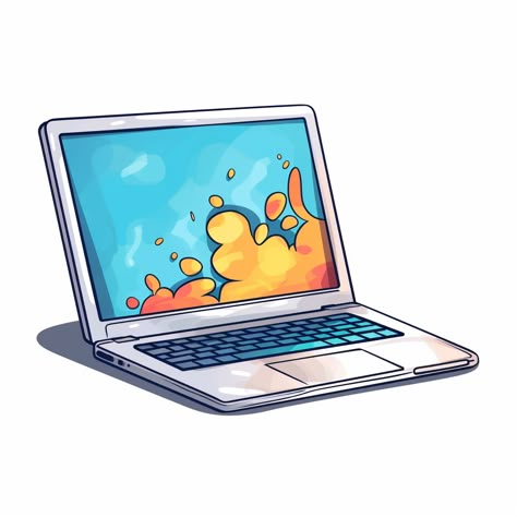 Computer Digital Art, Cartoon Computer Drawing, Computer Illustration Art, Computer Vector Illustration, Laptop Drawing Aesthetic, Laptop Drawing Art, Computer Cartoon Images, Technology Art Illustration, Computer Art Drawing