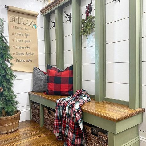 • Emily • (@3acrehomestead) • Instagram photos and videos Beadboard Mudroom, Green Mudroom, Foyer Decor Ideas, Green Beadboard, Black Window Frames, Mudroom Laundry Room, Mudroom Design, Home Still, Foyer Decor