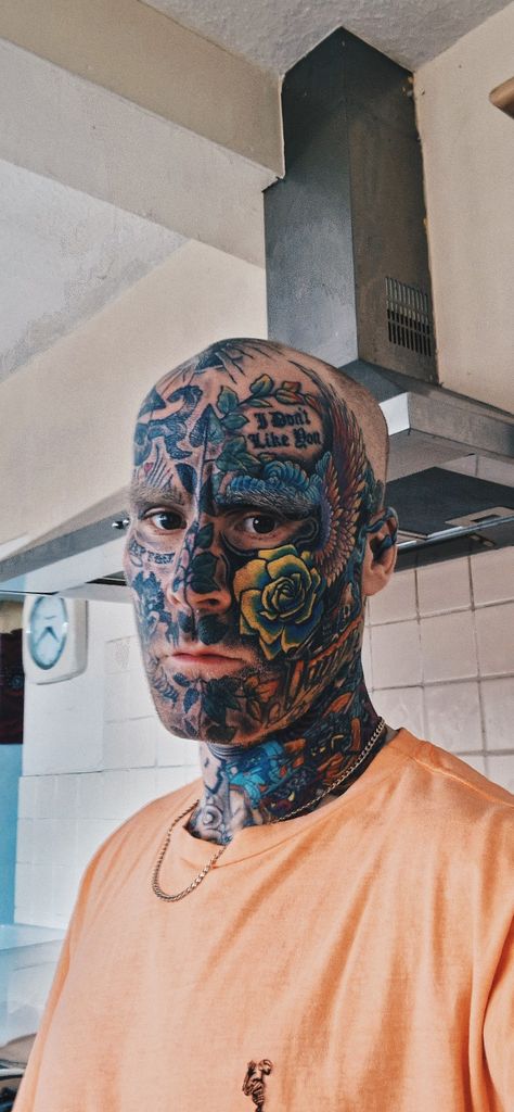 Still [ Full Picture ] Tattooed Men, Tatted Men, Tattoos Men, Mask Tattoo, Full Picture, Face Tattoos, Head Tattoos, Full Face Mask, Face Tattoo