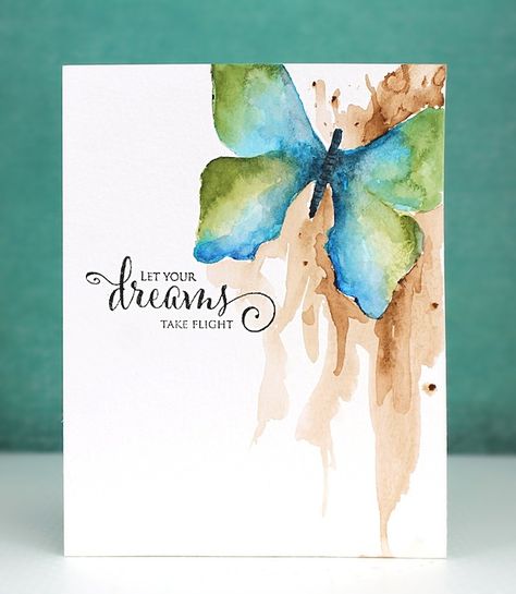 Card Making Watercolor, Stencils For Card Making, Diy Watercolour Card, Watercolor Butterfly Painting, Calligraphy Background Ideas, Watercolour Cards Ideas, Background For Calligraphy, Butterfly Calligraphy, Painting Background Ideas