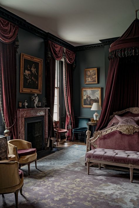 14 Old Money Bedroom Ideas to Inspire Timeless Elegance in Your Home - My Decor Inspo 19th Century Homes, Old Money Bedroom, Old Victorian Homes Interior, Blue And Cream Bedroom, Cream Bedroom Ideas, Ornate Bed, Old Victorian Homes, Victorian Home Interior, Dark Wood Furniture