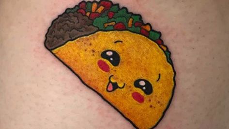 Taco Tattoo, Taco Tattoos, Taco Drawing, Food Tattoos, Hamster Treats, Iphone Diy, Gorgeous Tattoos, Snickerdoodle Cookie Recipes, Homemade Cat