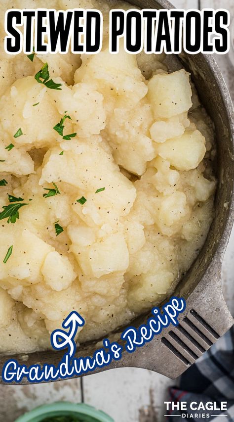 Perfect Old Fashioned, Cook Potatoes, Canned Potatoes, Southern Recipe, Southern Recipes Soul Food, Easy Potato Recipes, Potato Recipes Side Dishes, Stewed Potatoes, Grandmas Recipes