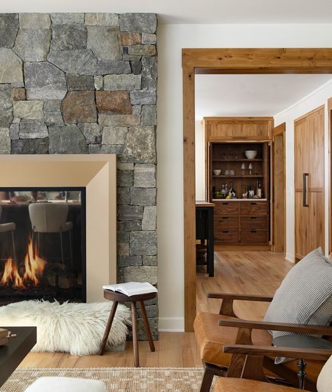 From left to right 👉🏼 sharing the full width view, around, through, over and under the two sided fireplace. There is more than one way to connect two rooms while preserving each unique space. #jkdominicaway #liveinthedetails Design, Build, Custom Cabinetry: @jkath_designbuild Styling: @creekwoodhill Photo: @spacecrafting_photography #fireplacedesign #fireplacesurround #livingroominterior #minnstagramers Two Sided Fireplace, Living Room Decor Rustic, Concrete Design, Fireplace Design, Fireplace Surrounds, Custom Cabinetry, Unique Spaces, Living Room Interior, The Two