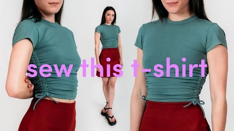 Tie A Shirt, T Shirt Sewing, Make A Tie, Top Diy, Shirt Sewing Pattern, Dress Alterations, Stunning Tops, Tees Pattern, Ruched Top