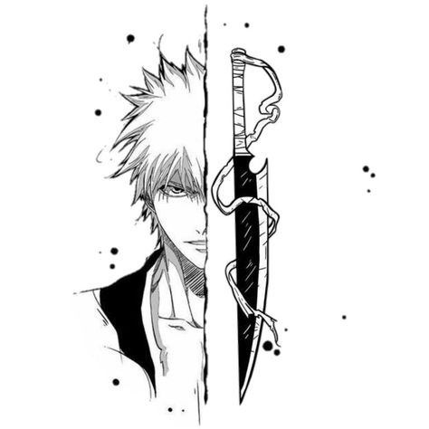 Bleach Anime Symbols, Bleach Tattoos For Men, Bleach Tattoos Anime, Ichigo Kurosaki Tattoo Design, Small Bleach Tattoo, Bleach Tatoos Ideas, Ichigo Tattoo Design, Zangetsu Tattoo, Bleach Manga Tattoo