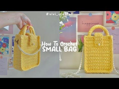 💛How To Crochet Small Bag | Sling Crochet Bag💛 - YouTube Small Sling Bag Crochet, Crochet Small Cross Body Bag, Sling Bag Crochet Pattern, Small Bags Crochet, How To Crochet A Small Bag, Crochet Bag Phone, Sling Bag Crochet Free Pattern, Tutorial Crochet Bag, Crochet Small Bag Pattern