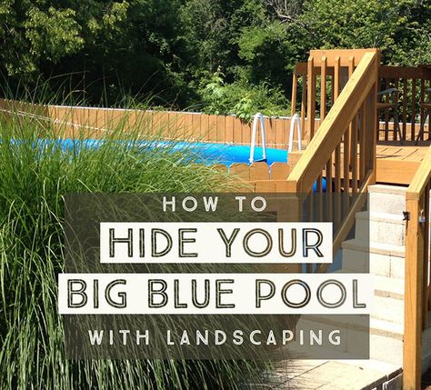 Hiding a Big Blue Above Ground Pool in a Landscaped Backyard Pool And Pool House Ideas, Pool Deck Decor, Above Ground Pool Pumps, Round Above Ground Pool, Inground Pool Landscaping, Cheap Pool, Outside Pool, Deck Decor, Intex Pool